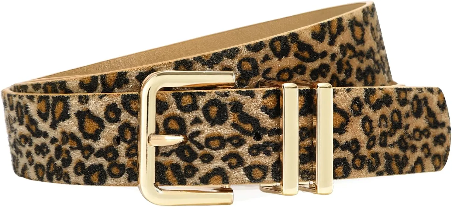 Women Leopard Print Belt Cheetah Print Belt Animal Print Fashion Leather Belt Ladies Waist Belt for Jeans Pants Dress