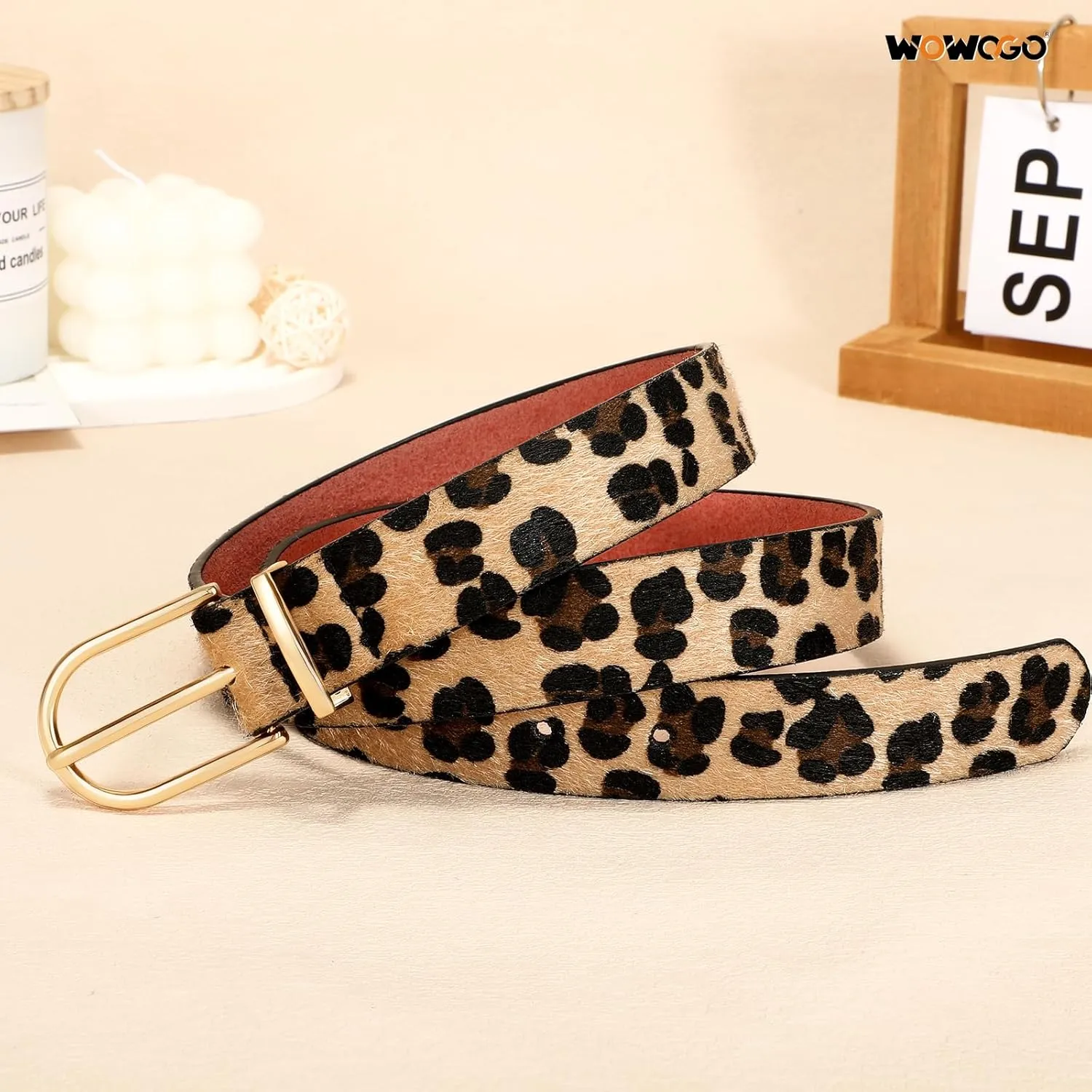 Women Leopard Print Belt Cheetah Print Belt Animal Print Fashion Leather Belt Ladies Waist Belt for Jeans Pants Dress