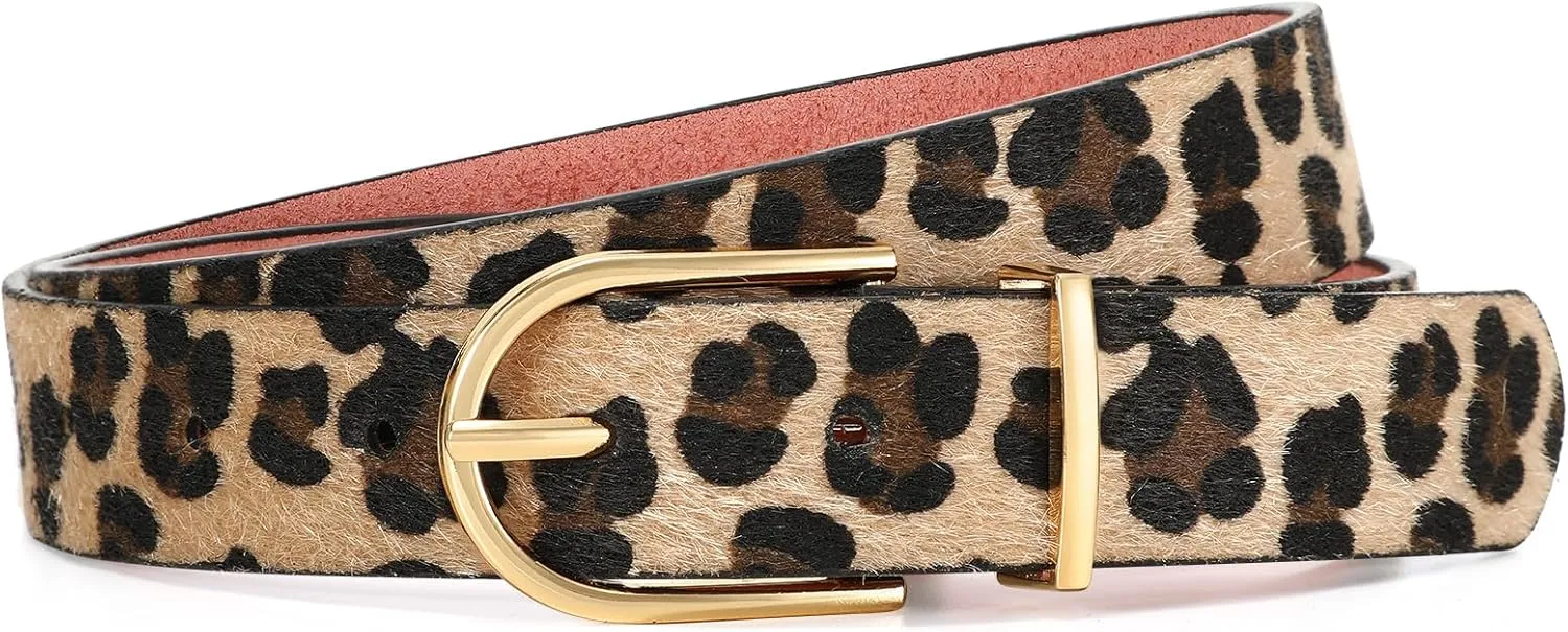 Women Leopard Print Belt Cheetah Print Belt Animal Print Fashion Leather Belt Ladies Waist Belt for Jeans Pants Dress