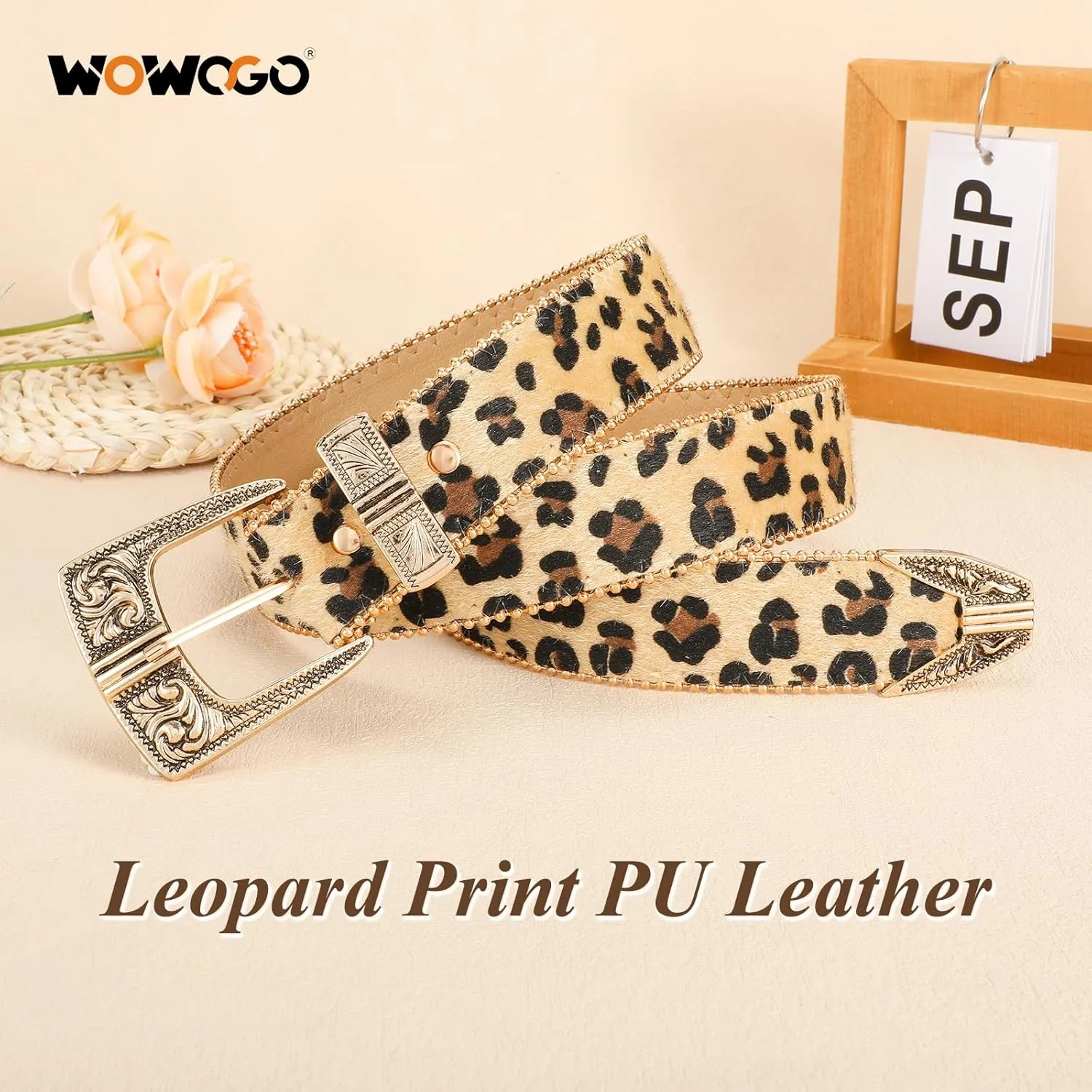 Women Leopard Print Belt Cheetah Print Belt Animal Print Fashion Leather Belt Ladies Waist Belt for Jeans Pants Dress
