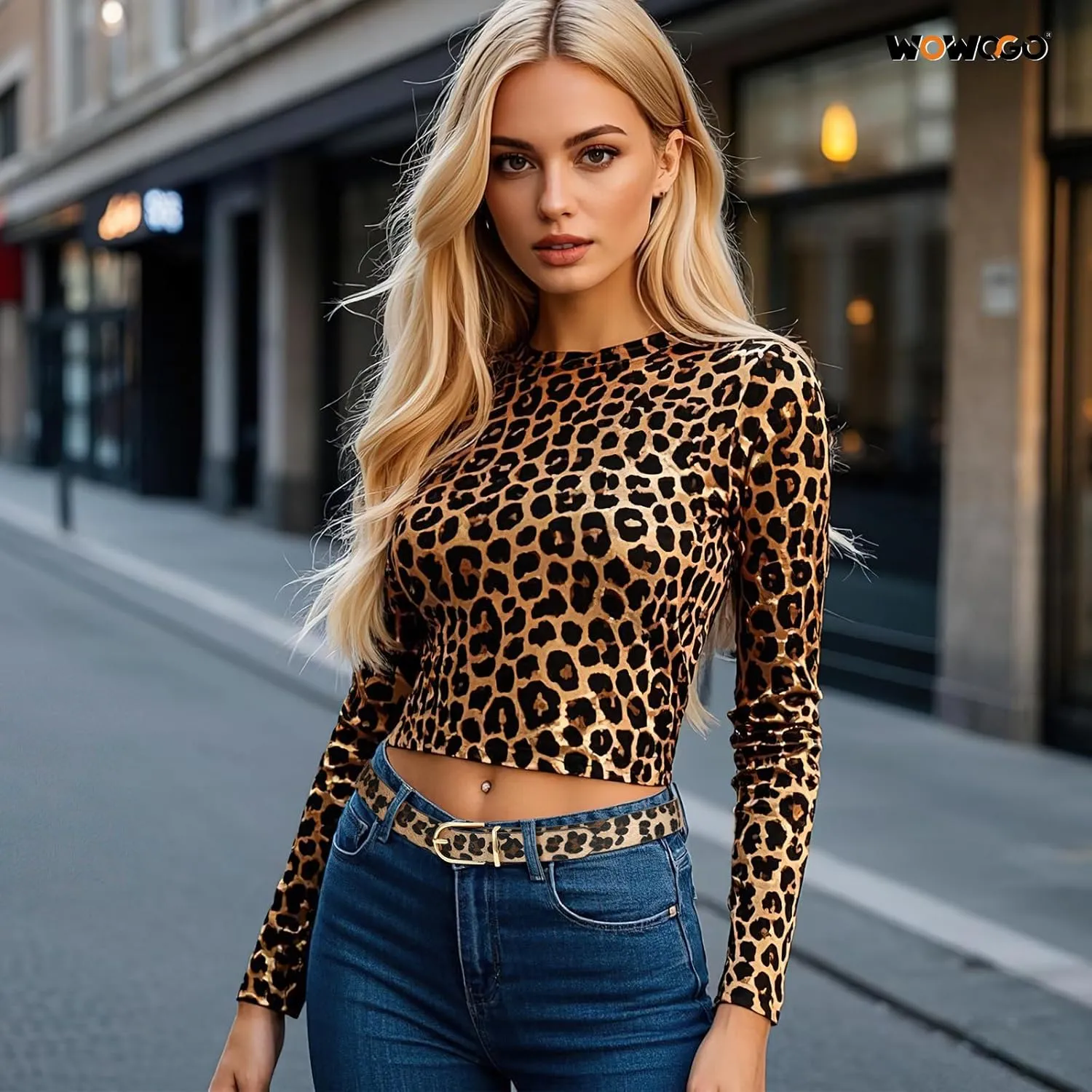Women Leopard Print Belt Cheetah Print Belt Animal Print Fashion Leather Belt Ladies Waist Belt for Jeans Pants Dress