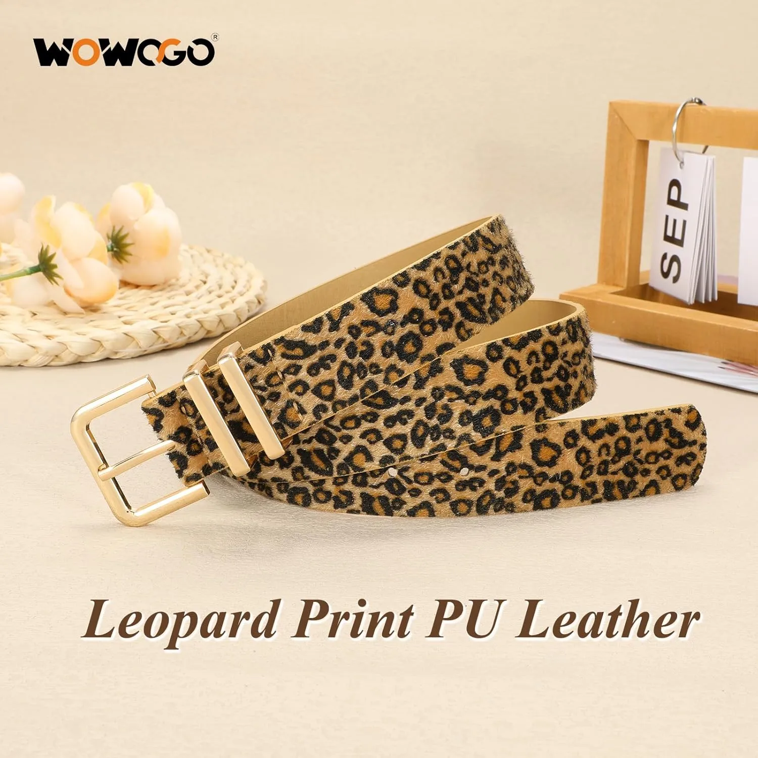Women Leopard Print Belt Cheetah Print Belt Animal Print Fashion Leather Belt Ladies Waist Belt for Jeans Pants Dress