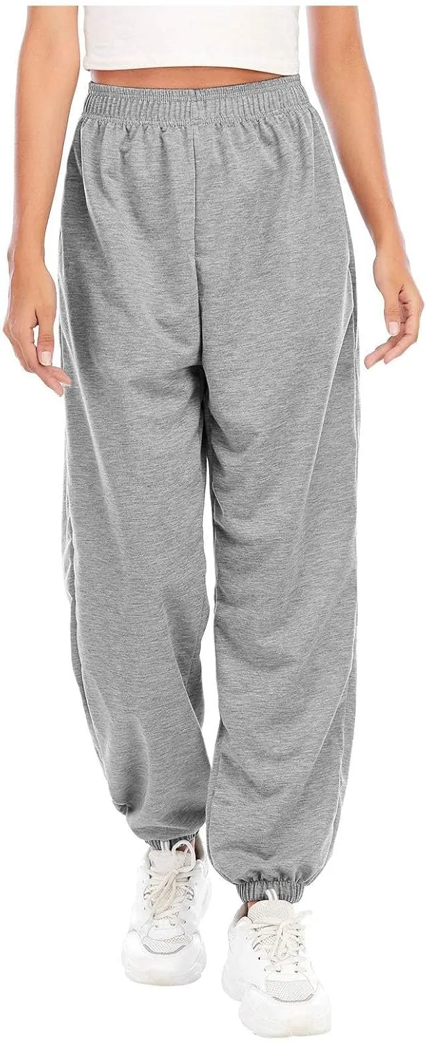 Womens Jogger Sweatpants Baggy Casual Capri Pants Oversized Straight Leg Sweatpants Comfy Athletic Joggers with Pocket
