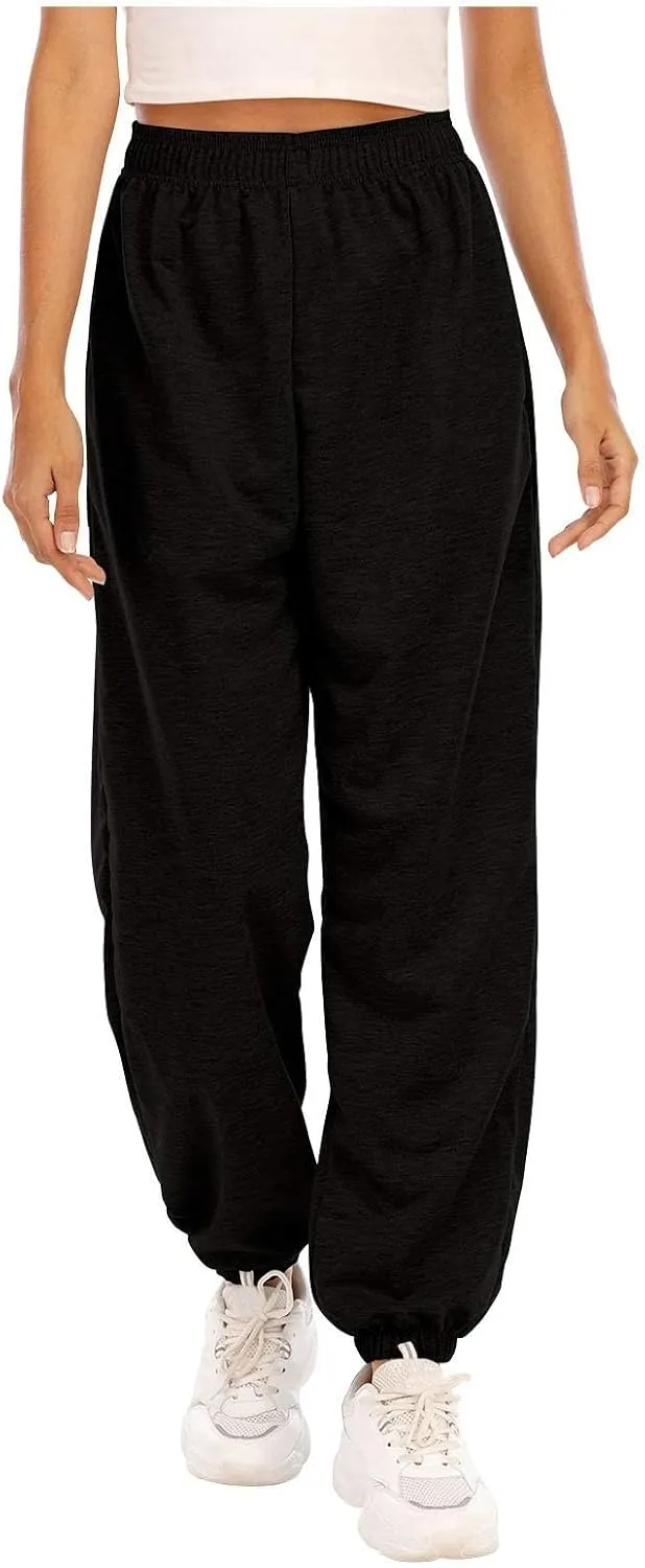 Womens Jogger Sweatpants Baggy Casual Capri Pants Oversized Straight Leg Sweatpants Comfy Athletic Joggers with Pocket