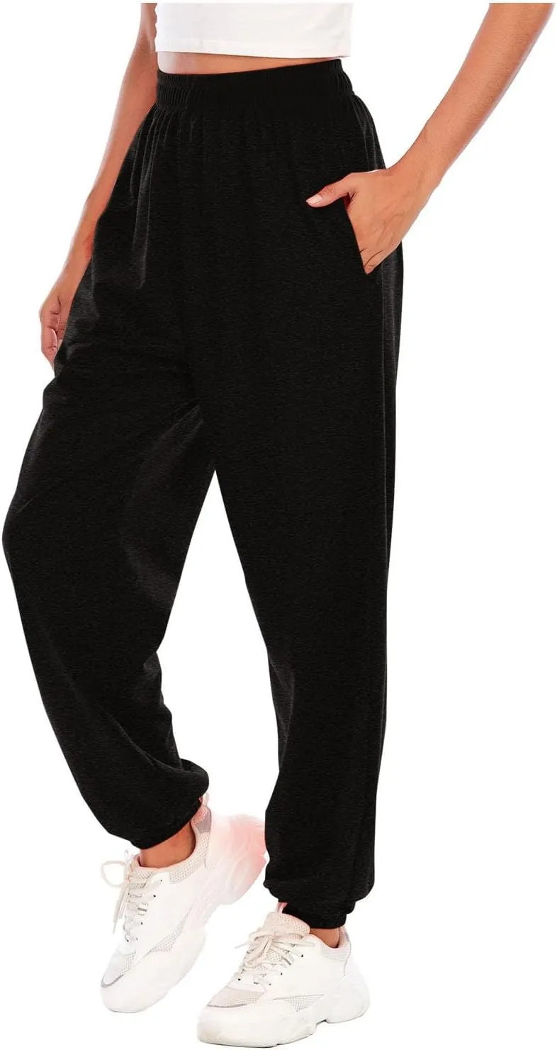 Womens Jogger Sweatpants Baggy Casual Capri Pants Oversized Straight Leg Sweatpants Comfy Athletic Joggers with Pocket