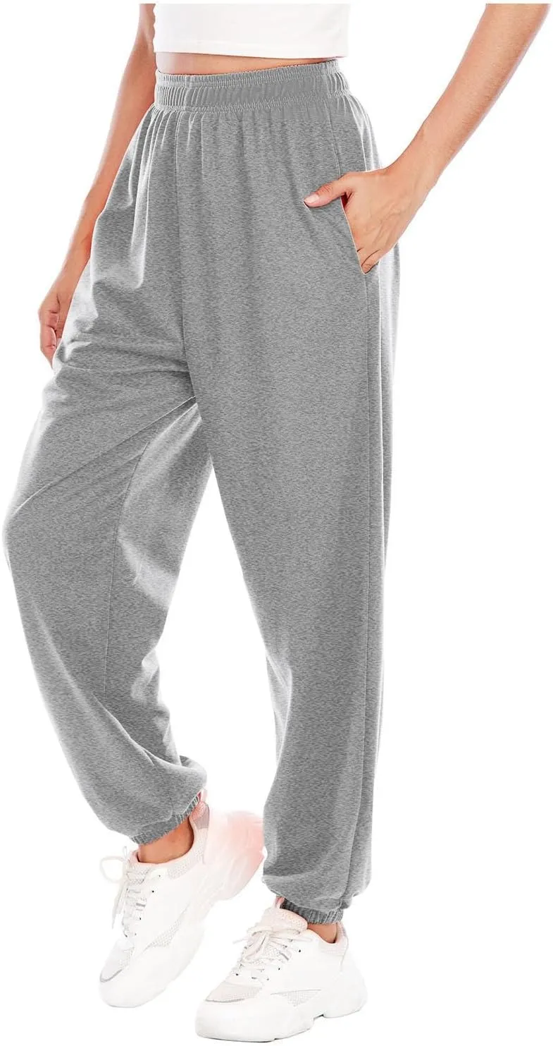 Womens Jogger Sweatpants Baggy Casual Capri Pants Oversized Straight Leg Sweatpants Comfy Athletic Joggers with Pocket