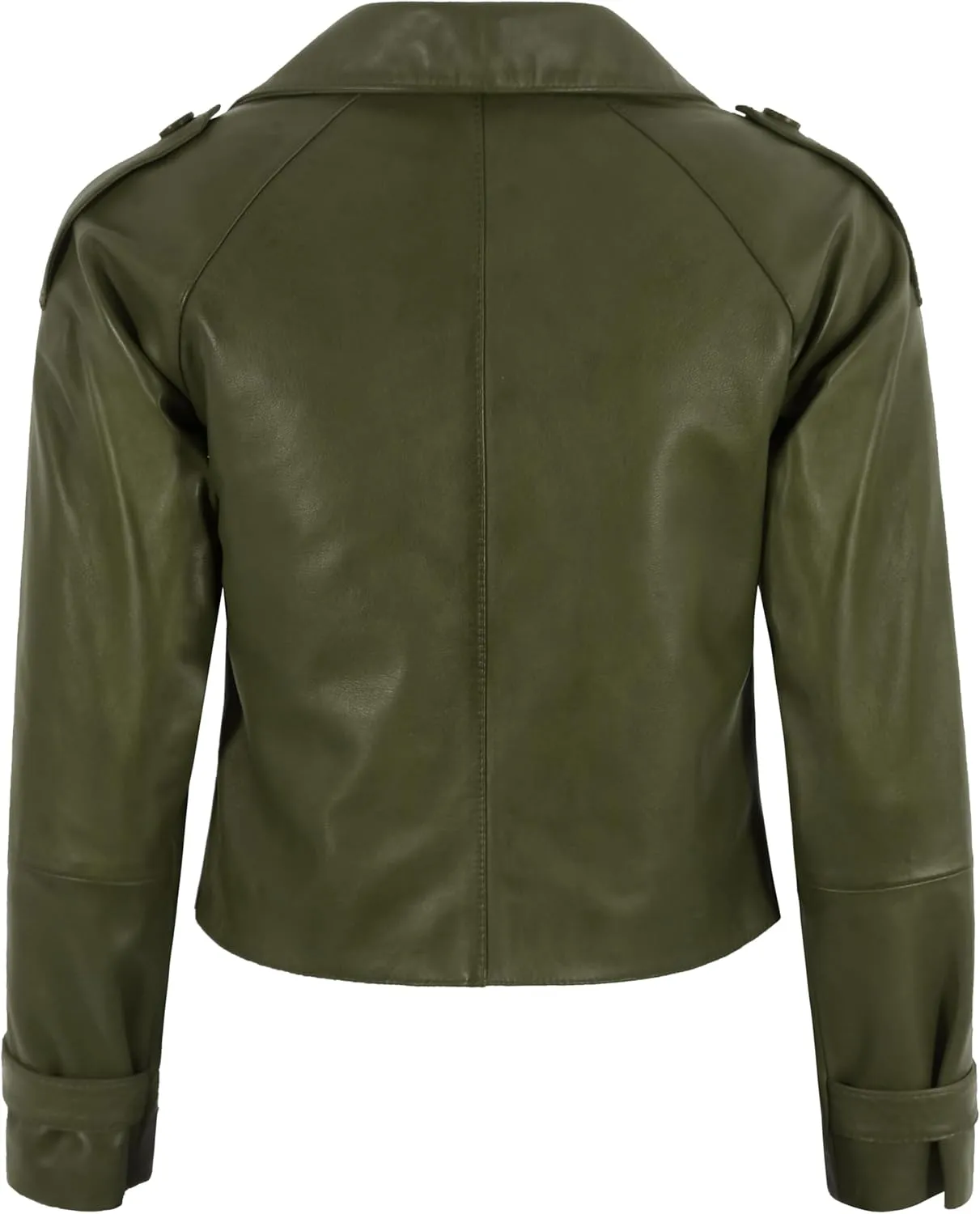 Women's Short Trench Coat Jacket Double Breasted Classic Fashion Leather Jacket 5766