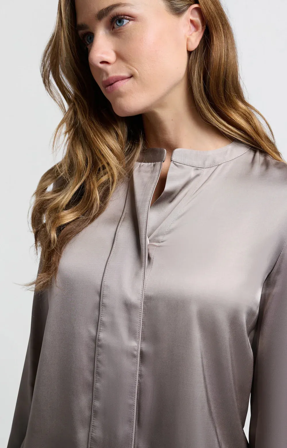 YAYA SATIN BLOUSE MOON ROCK DARK SAND