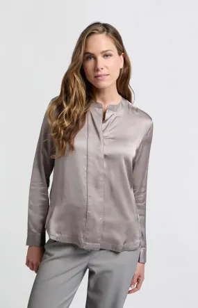 YAYA SATIN BLOUSE MOON ROCK DARK SAND