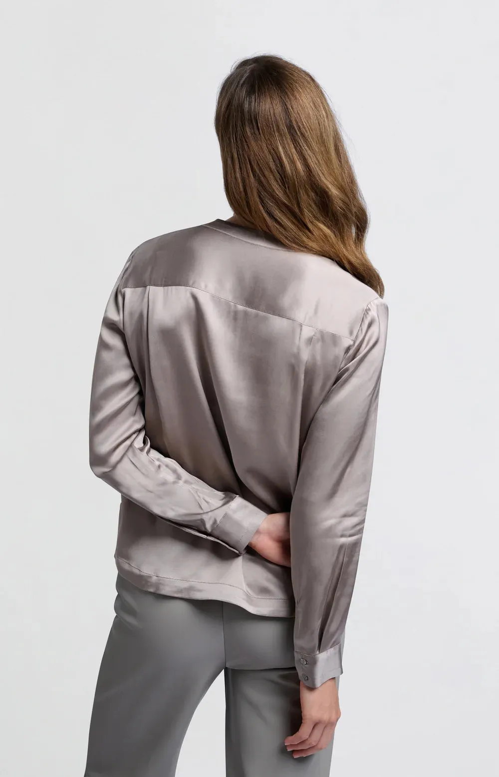 YAYA SATIN BLOUSE MOON ROCK DARK SAND